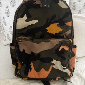 Valentino Garavani Camouflage Backpack with Leather Straps